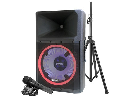 GEMGSPL2200PK - Gemini GSP L2200PK 15inch LED Loudspeaker System and Stand and Mic 2200W Image 1