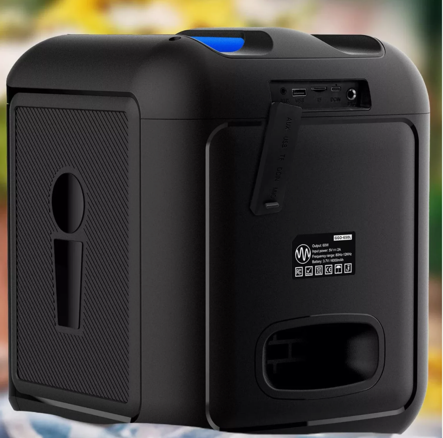 100W 6.5” Portable Bluetooth Boombox with LED Party Lighting